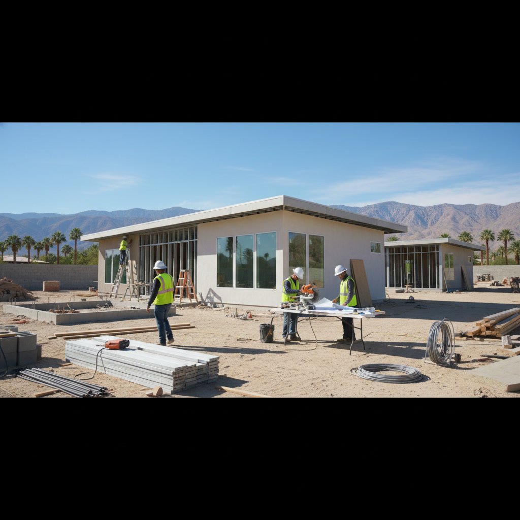 Modern accessory dwelling unit under construction in Palm Desert California